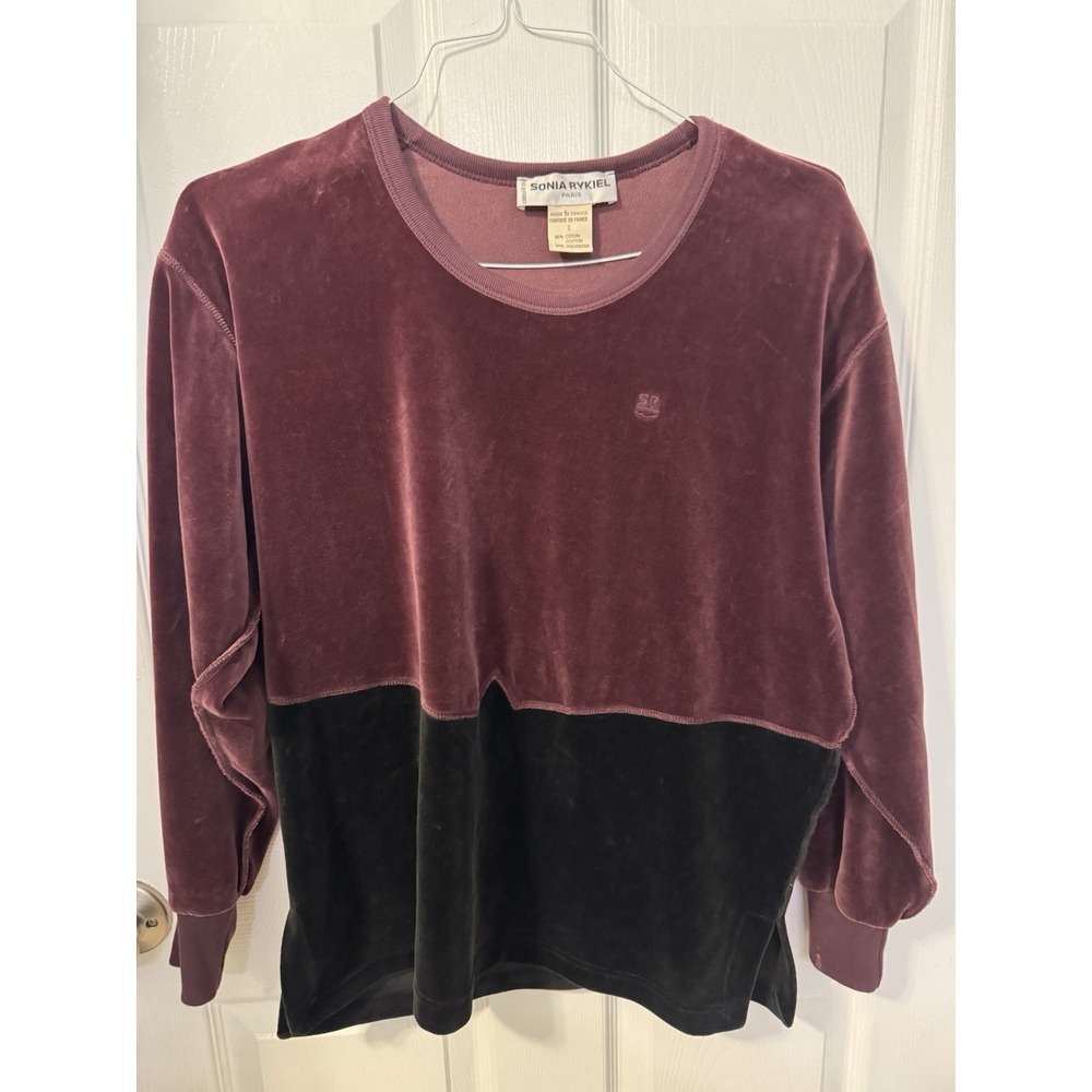 Vintage Sonia Rykiel Paris velour Colorblock Sweatshirt Women's S France